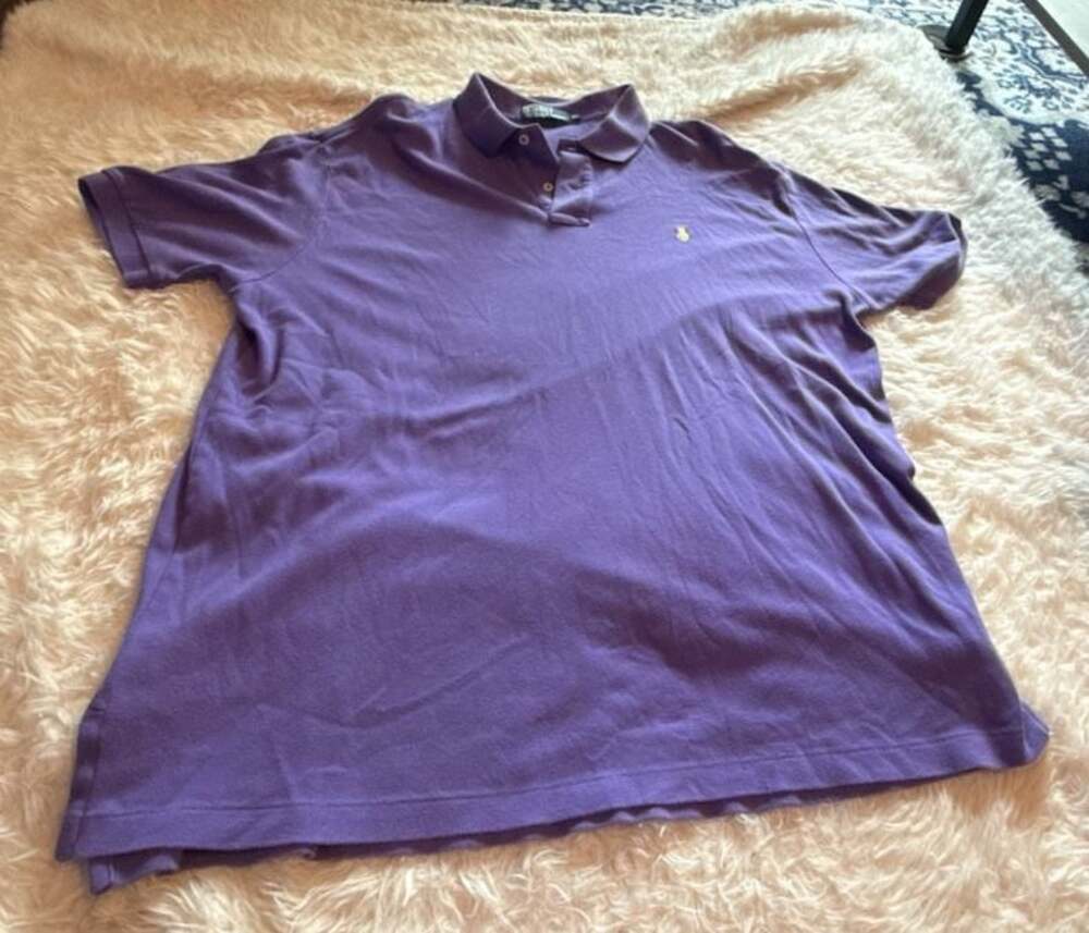 Polo Ralph Lauren Classic Fit Purple Mesh Polo Shirt Yellow Pony XL